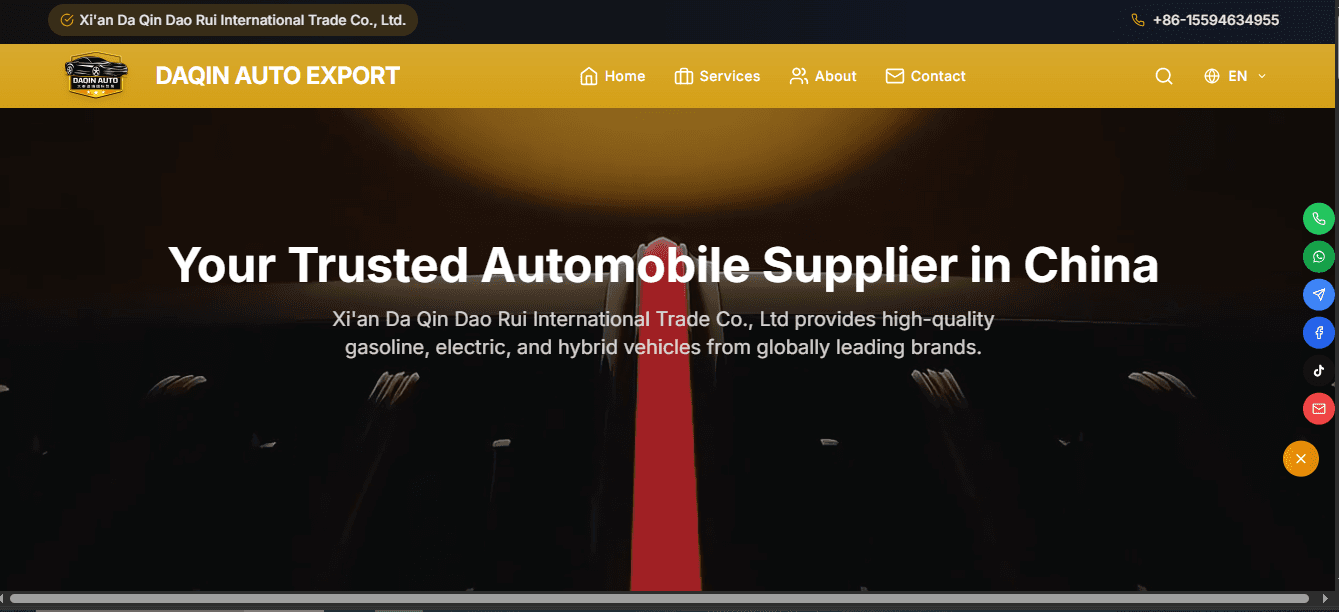 Daqin Auto - Premium Chinese Vehicle Export Platform interface